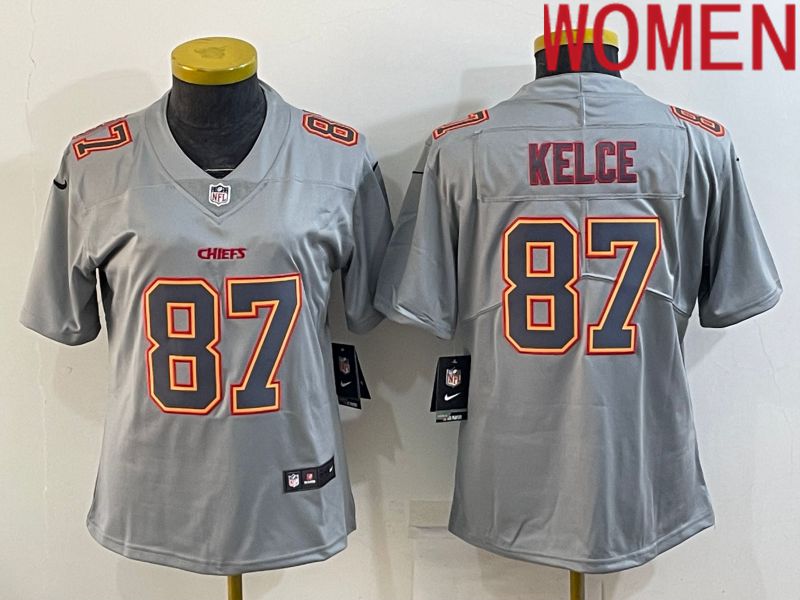 Women Kansas City Chiefs #87 Kelce Grey 2022 Nike Limited Vapor Untouchable NFL Jersey->women nfl jersey->Women Jersey